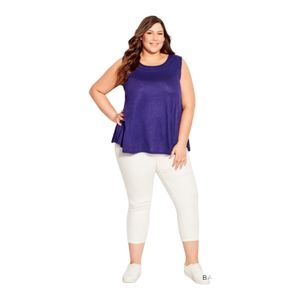 AVENUE Fit N Flare Tank Top Crew Neck Sleeveless Stretch Relaxed Violet Size 16